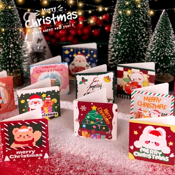 10dbs Karácsonyi üdvözlőlapok gyerekeknek Mini karácsonyi kívánságok üdvözlőlapok Borítékok Karácsonyi parti képeslapok Ajándékkártyák