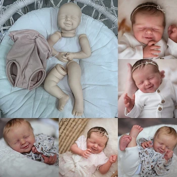 18inch Agnes Reborn babakészlet Valósághű mosolygós baba DIY újjászületett baba baba DIY készlet játék gyerekeknek Csepp szállítás