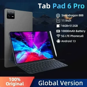 2024 Eredeti globális verzió Pad6 Pro Tablet PC Android 13 Snapdragon 888 16GB 512GB 11 hüvelykes HD 4K Mi Tab képernyő 5G Wifi táblagép