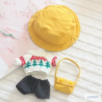 20cm babaruhák Szép babák kiegészítők Satchel táska halász kalap pulóver nadrág Korea Kpop EXO bálvány Babák ajándék DIY játék