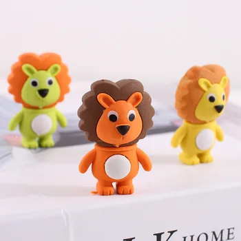 3Db levehető iskolai gumi Kawaii írószer Gyermek iskolai kellékek Diák kiegészítők Aranyos oroszlán radír gyerekeknek