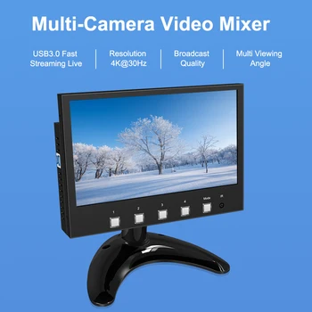 4K Multi-format Video Mixer 4xHDMI bemenet videokamera gyártásához USB3.0 élő közvetítés Youtube