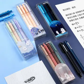 4Színek/készlet 0,5 mm-es színes tinta gél toll Egyszerű sajtó típusa Levélpapír író eszköz Gyors száradás semleges toll Diákok ajándéka