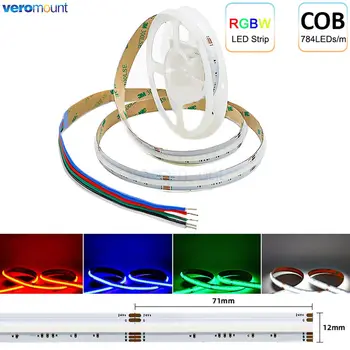 5m DC 24V COB LED Strip 4 in 1 RGBW RGBWW 784LEDs/m 5Pin 12mm PCB rugalmas, nagy fényerejű pont nélküli színes FOB szalagfény dekorációhoz