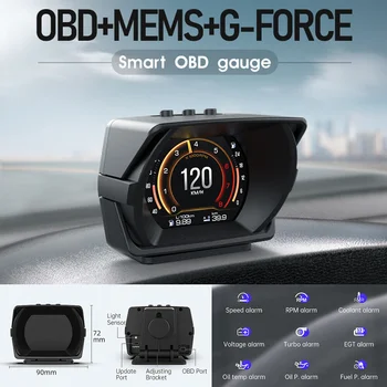 A450 Car Hud Heads-Up Display Racing Grade Multifunkcionális OBD2 LCD műszerfal GPS lejtésmérő riasztórendszer