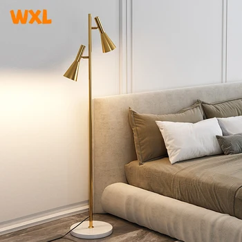 Amerikai dupla LED állólámpa Golden Bedroom nappali világítás Black Study vintage márvány állólámpa