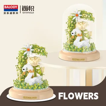 BALODY Hattyúblokk örök virág műanyag modell lány játékok DIY összeszerelés Romantikus szobadekorációk ajándékokat adnak barátnőjének