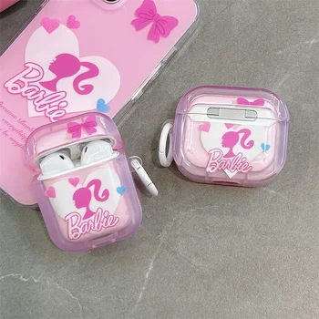 Barbie rózsaszín tok Airpods Pro tokhoz, puha TPU átlátszó védő fülhallgató-tok Airpods 3 tokhoz / Airpods Pro 2 tok lányoknak