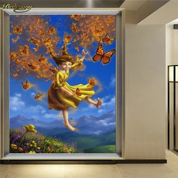 beibehang Egyéni fotó tapéta falfestmény Matricák Fantáziatánc Kislány Pillangó eltérés Háttérfal
