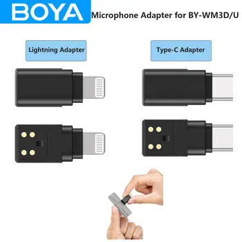 BOYA iPhone Lightning Type-C adapter BY-WM3D / WM3U vezeték nélküli Lavalier Lapel mikrofonhoz iOS eszközök Android okostelefon laptop
