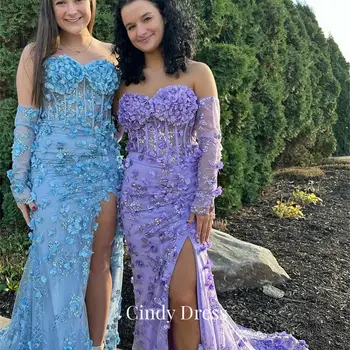 Cindy lila sellő 3D nyomtatás báli ruha női estélyi menyasszonyi ruhák hosszú esküvői gála elegáns 2023 luxus híresség szaúdi