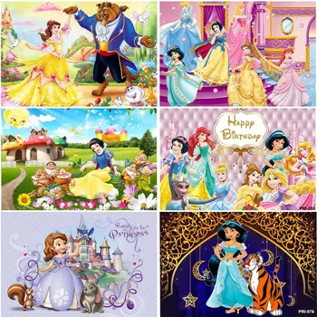 Disney rajzfilm szépség és a szörnyeteg Hamupipőke Belle hercegnő hátterek gyerekeknek születésnapi dekoráció Egyéni banner hátterek