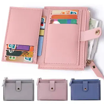 Divat Női pénztárcák Bőr női pénztárca Mini Hasp Solid Multi-Cards tartó érme Rövid pénztárcák Vékony kis pénztárca cipzáras hasp