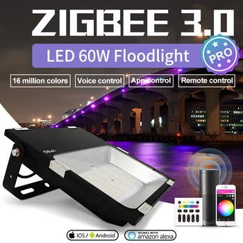 GLEDOPTO Zigbee 3.0 intelligens kerti reflektor LED 60W Pro Waterpoof IP65 Dolgozzon a SmartThings Tuya APP hangvezérléssel RF távirányító