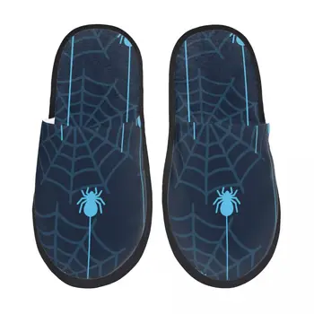 Halloween pók és pókháló plüss papucs cipő Unisex beltéri szőrös papucs otthoni cipő