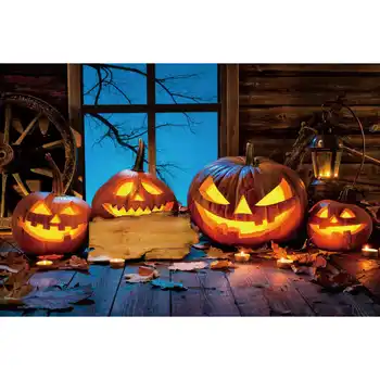 HOLD. QG fotózási háttér Halloween tök gyertya levelek lámpás fotófülke háttér egyedi baba fényképészeti kellékek