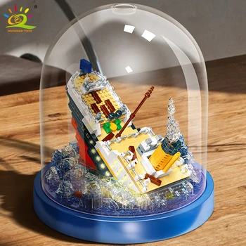 HUIQIBAO 1327db City Mini Titanic Micro hajóroncs modell építőelemek DIY gyémánt építészet Hajó kockák dekorációs játékok