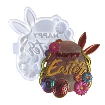 Húsvéti tojásformák Kreatív húsvéti gyanta formák nyúlfülekkel és napraforgóval Kézzel készített gyanta öntőforma DIY fali medálgyanta