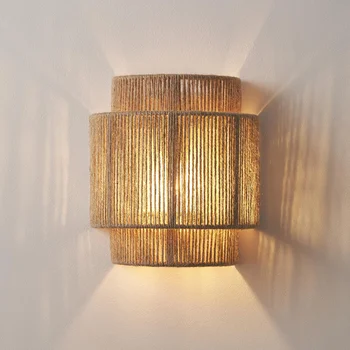 Japán fali lámpa Csendes szél retro nappali hálószoba éjjeli hangulat lámpák Homestay folyosó erkély kender kötél fali lámpa