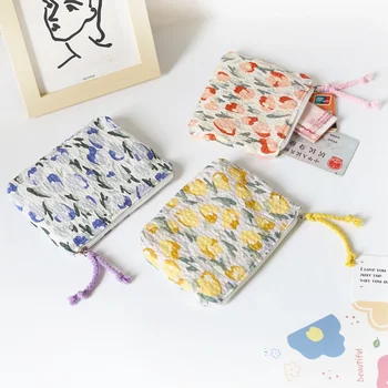 Japán stílusú virágos érme pénztárca női mini táska pamutváltó pénztárca lányok aranyos kis pénztárca szögletes érmetasak kozmetikai tárolótáska