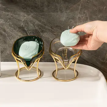 könnyű luxus hordozható szappanos edények stílusos szappantartó Fürdőszoba WC háztartási lefolyó mentes perforált állvány szappanos tálca kreatív