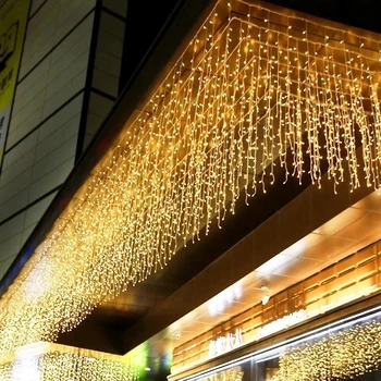 LED függöny jégcsap vízesés Kültéri dekoráció bulihoz Kert Otthon Esküvői húrfények 5M lelóg 0,4-0,6m Karácsonyi fények