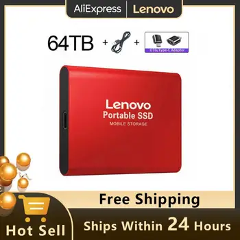 Lenovo SSD USB 3.0 nagy sebességű félvezető-alapú meghajtó 64 TB 32 TB 16 TB hordozható C típusú külső merevlemez 8TB 4TB laptopokhoz notebook