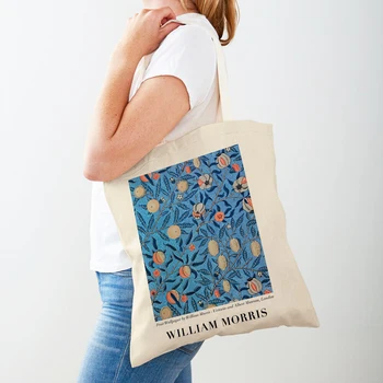 Mindkét oldal nyomtatás Lány váll Tote Virágpiac Botanikai lime Citrom Cavas Vásárlói táska Növény Hölgy kézitáskák Női bevásárlótáskák
