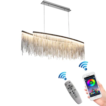 Modern App távirányító Bojt alumínium lánc függőlámpák konyhához Nappali dekoráció kreatív luxus lámpa