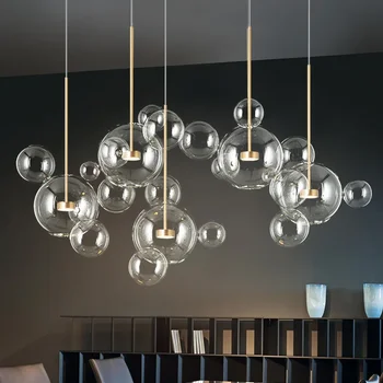 Modern üveg buborék LED függő fény nappali étkező dekoráció csillár világítás északi hálószoba konyha lépcső bár függő lámpa