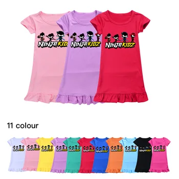NINJA KIDZ lányok hercegnő hálóruha nyári rövid ujjú rajzfilm hálóruha pamut pizsama hálóruha gyerek lány hálóing