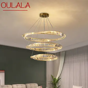 OULALA Kortárs kristály függő LED lámpák Luxus kreatív kerek gyűrűk Csillár lámpa dekoráció Otthon a nappalihoz étkező