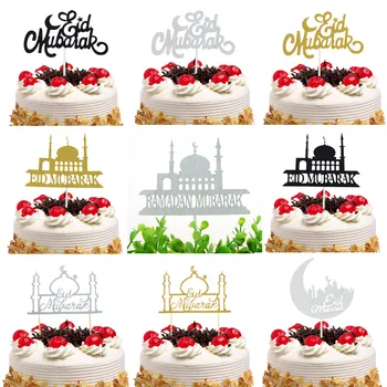 Papírtorta feltétes dekoráció Ramadán Eid Mubarak cupcake topper torta zászlók születésnapi esküvői menyasszonyi parti Muszlim DIY Eid sütés