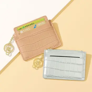 PU bőr kártyatartó pénztárca aranyos hordozható cipzárral hitelkártya táska kis érme zseb nők