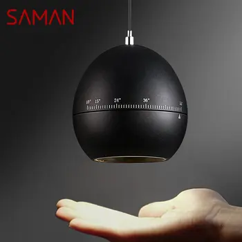 SAMAN Modern fekete függőlámpa LED állítható gyújtótávolság Kreatív design éjjeli függő lámpa otthoni hálószobához