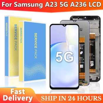 Samsung A23 5G A236 A236B LCD kijelzőhöz Érintőképernyős digitalizáló szerelvény A236U kijelzőhöz kerettel