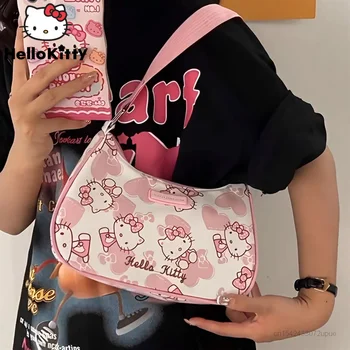 Sanrio Hello Kitty hónalj táskák Női rajzfilm dallam esztétikus rózsaszín kézitáskák női divat táskák Y2k aranyos édes válltáska