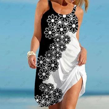 Seaside Holiday Beachwear Summer Bohemian Print Dress Women Ruffles Mini Dress Casual Loose Beach Party Street Short Sundress