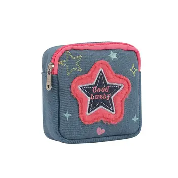 Star farmer érme pénztárca hímzett szerelmi szív sminktáska rúzs táska rúzs tároló táska négyzet alakú kis táska női/gyermek