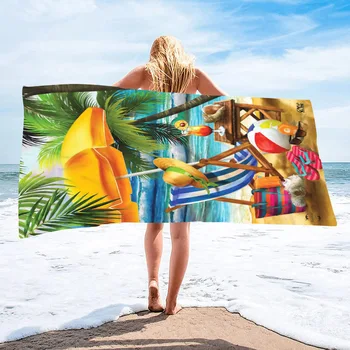 Stílusos fürdő strandtörölköző nyomtatott kényelmes nedvszívó strandtörölközővel tengerparti utazáshoz
