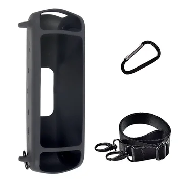 szilikon tok Anker Soundcore Motion+ Bluetooth hangszóróhoz vízálló gumi utazási hordtasak karabinerrel (fekete)