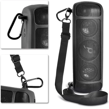 szilikon tok Anker Soundcore Motion+ Bluetooth hangszóróhoz vízálló gumi utazási hordtasak karabinerrel (fekete) szilikon tok Anker Soundcore Motion+ Bluetooth hangszóróhoz vízálló gumi utazási hordtasak karabinerrel (fekete) 3