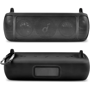 szilikon tok Anker Soundcore Motion+ Bluetooth hangszóróhoz vízálló gumi utazási hordtasak karabinerrel (fekete) szilikon tok Anker Soundcore Motion+ Bluetooth hangszóróhoz vízálló gumi utazási hordtasak karabinerrel (fekete) 5
