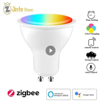 TUYA Zigbee Smart GU10 izzó spotlámpa RGB + CCT 100-240V szabályozható LED-es izzó hangvezérlés Dolgozzon az Alexa Google Home szolgáltatással