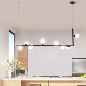 Többfejű gömb a gömbben mennyezet Csillár étkezőasztal konyha Nappali Dupla üveg lámpabúra LED felfüggesztésű lámpatest