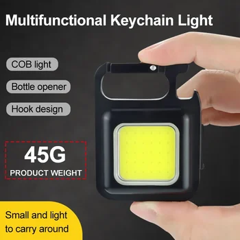 Többfunkciós zseblámpa vészvilágítás USB töltő hordozható kulcstartó Munkalámpa COB fény Kültéri kempingsátor horgászat