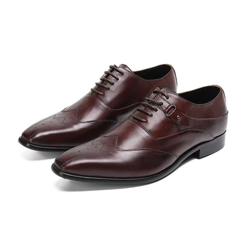 Zapatos Plus Size Barna Brit úriember Esküvői báli brogues Fűzős Üzleti irodai ruha Cipők Tehénbőr Férfi Oxford cipők