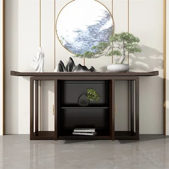 Új kínai stílusú Ugyen fa bejárati asztal tömör zen egyszerű otthoni szekrény tároló padló nappali hall 
