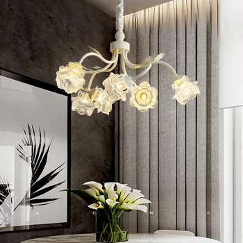 Üveg virágág romantikus függőlámpák 2024 Lakberendezés LED mennyezet vintage függő lámpák étkezőasztalhoz Csillogó hálószoba